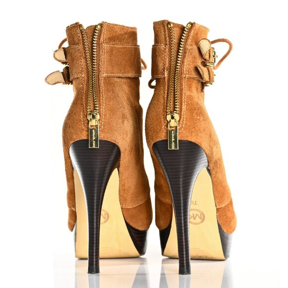 Michael Kors Vanessa Bootie in Genuine Dark Caramel Suede Size 7.5 - Picture 7 of 11